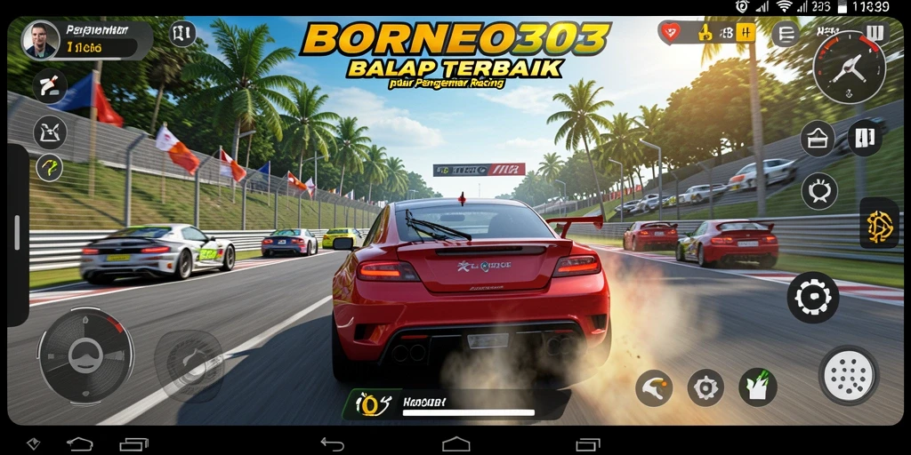 Tampilan seru dari gameplay balap yang mendebarkan di BORNEO303.