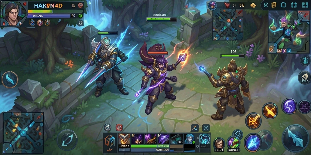 Tampilan gameplay seru dalam pertempuran MOBA HAKIN4D.