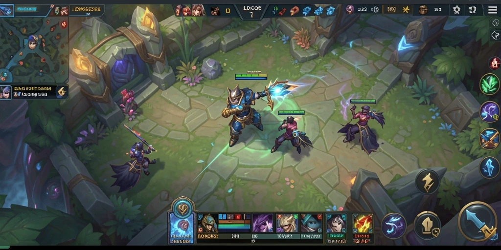 Screenshot gameplay LDNSCORE menampilkan pertempuran tim yang intens dan strategi.