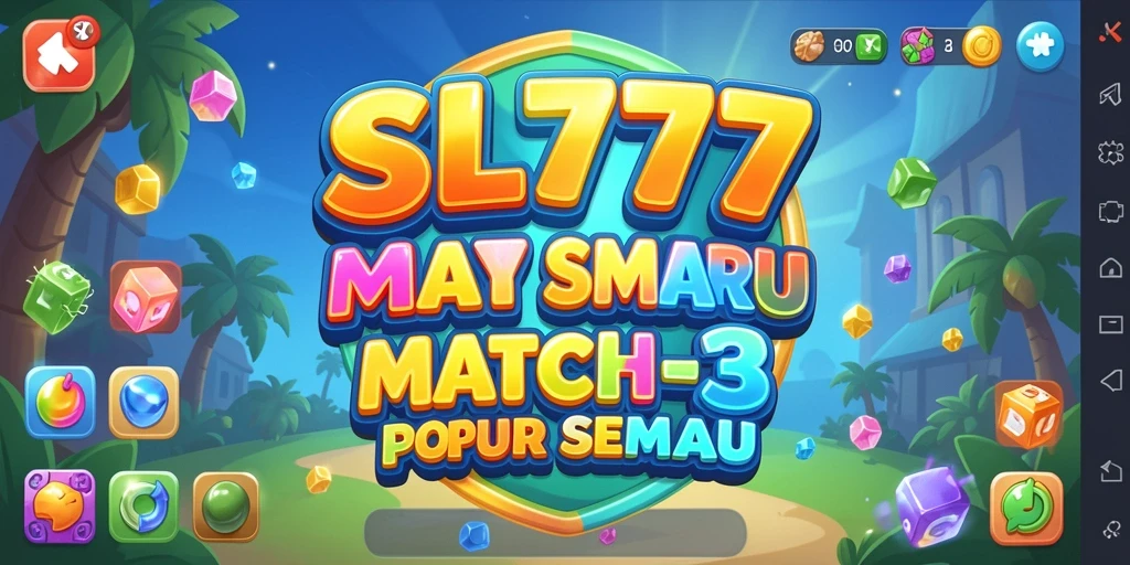 Tampilan gameplay SL777 dengan elemen Match-3 yang menarik.
